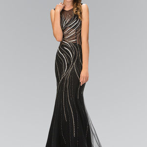Illusion Bodice Mermaid Shape Black Dress GL2150